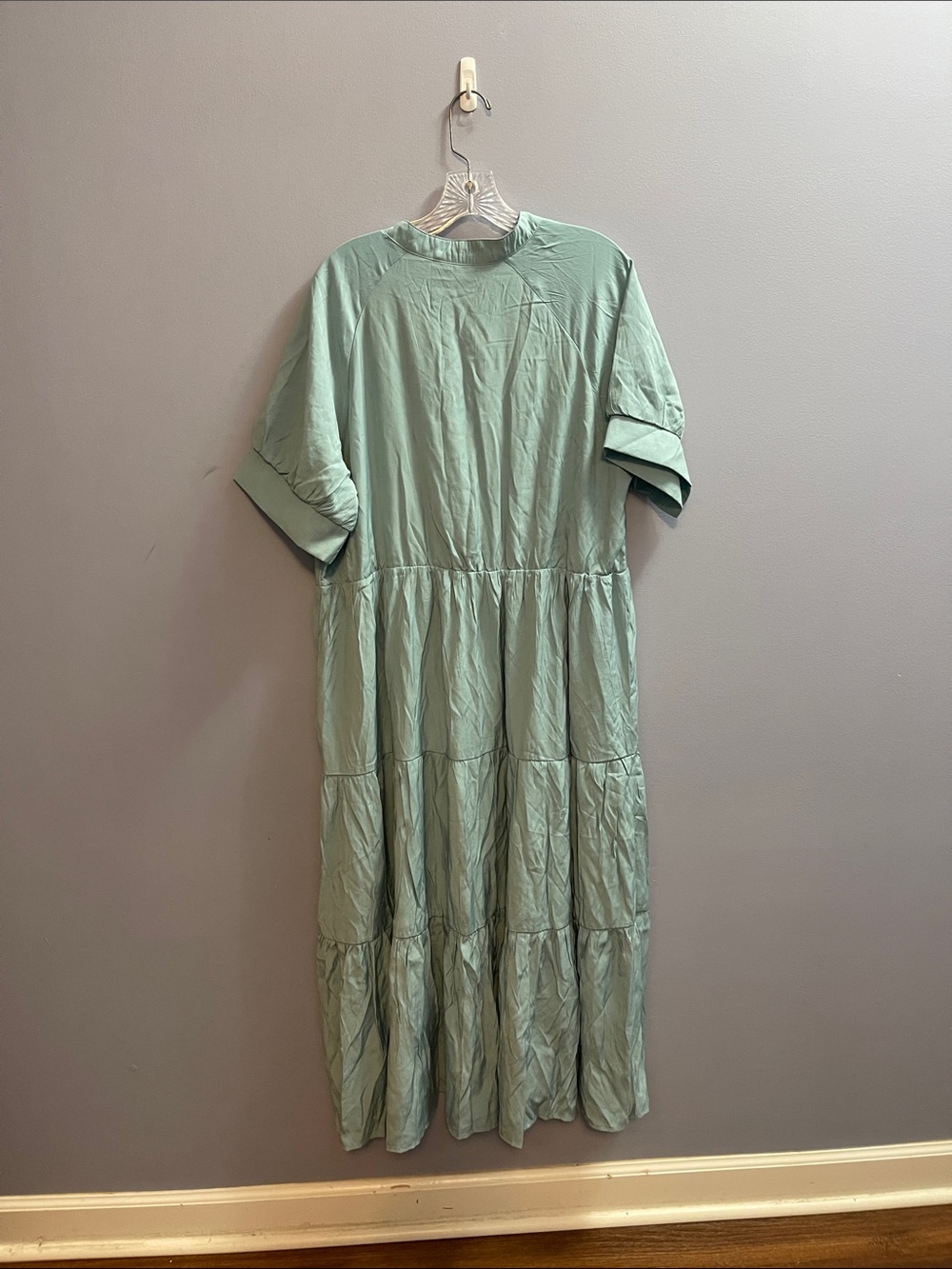 Light Sage Green Tiered Maxi Dress with V-Neck - Picture 2 of 2
